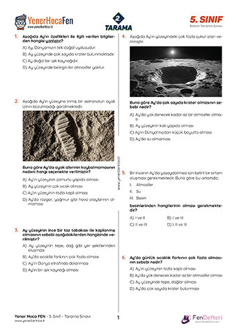 5. Sınıf - 1. Ünite - 2. Bölüm - Ayın Özellikleri