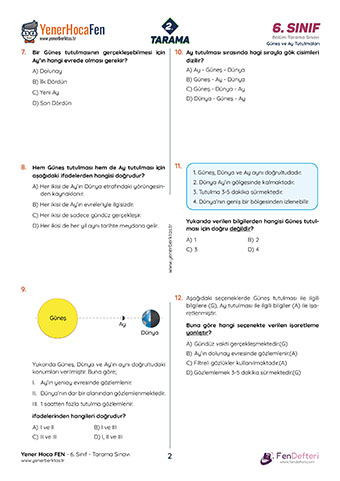 Güneş ve Ay Tutulmaları Tarama Sınavı PDF İndir Güneş ve Ay Tutulmaları Tarama Sınavı PDF İndir